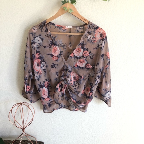 Pins & Needles Tops - Anthro Pins & Needles Sheer Tie front Top Size M